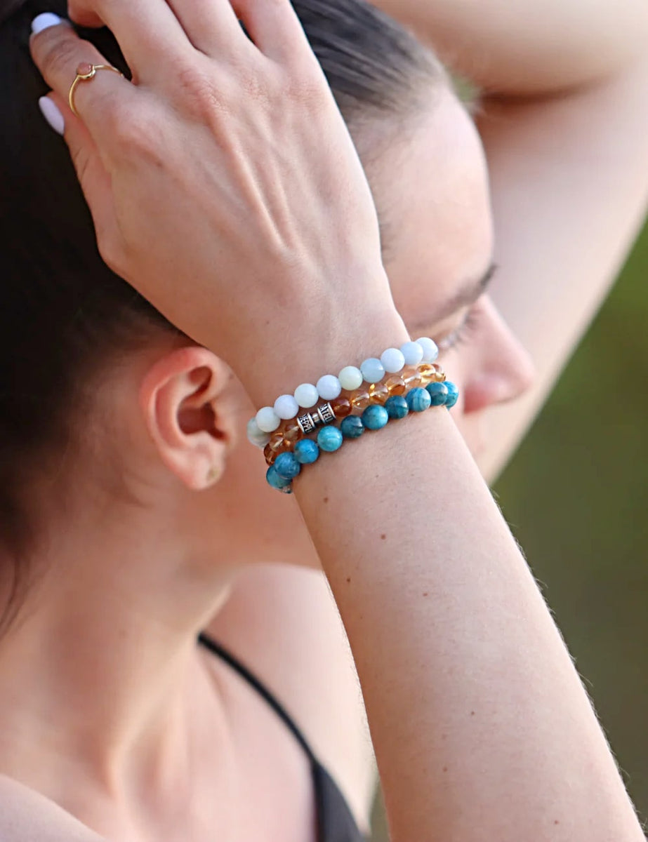 Bracelet En Pierres Naturelles D'améthyste - Sans Fermoir, Longueur Réglable 13-23 Cm
