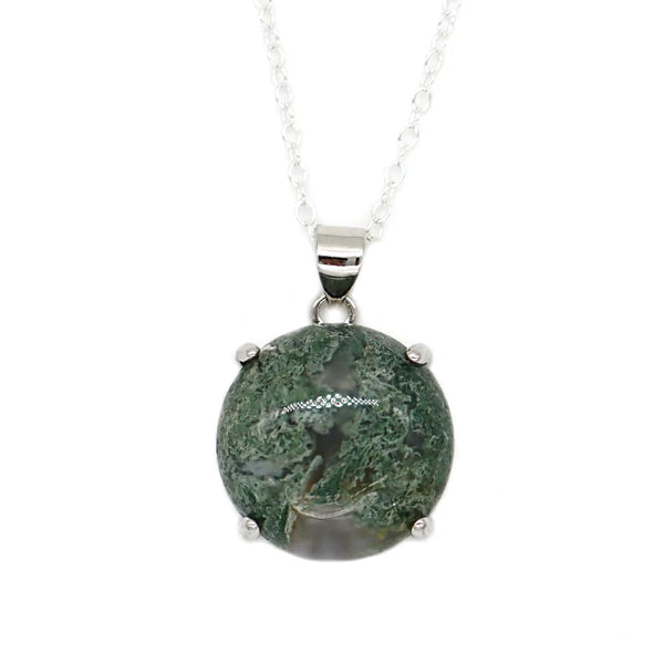 Pendentif agate mousse & argent 925 Pendentif agate mousse & argent 925