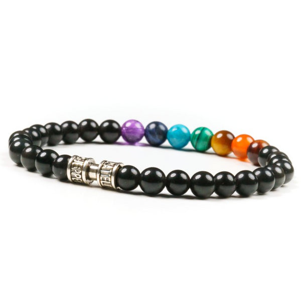 Bracelet 7 chakras obsidienne - VITALITÉ Bracelet 7 chakras obsidienne - VITALITÉ