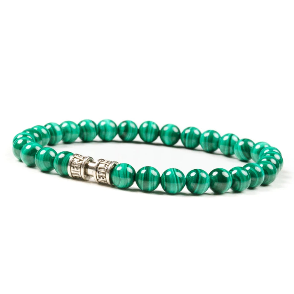 Bracelet malachite pierre 6mm argent