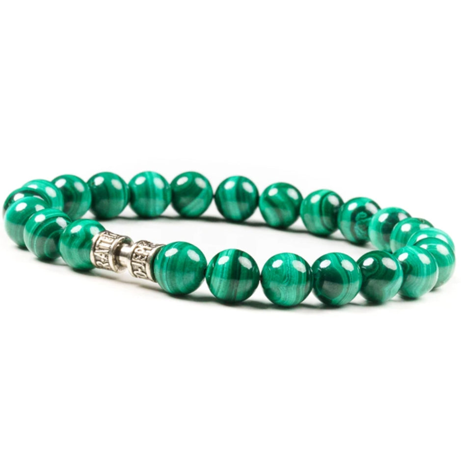 Bracelet malachite pierre 8mm luxe argent