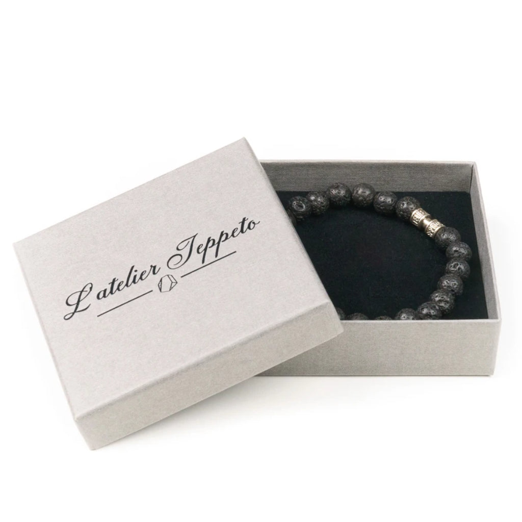 Bracelet pierre de lave noire 8mm lithothérapie