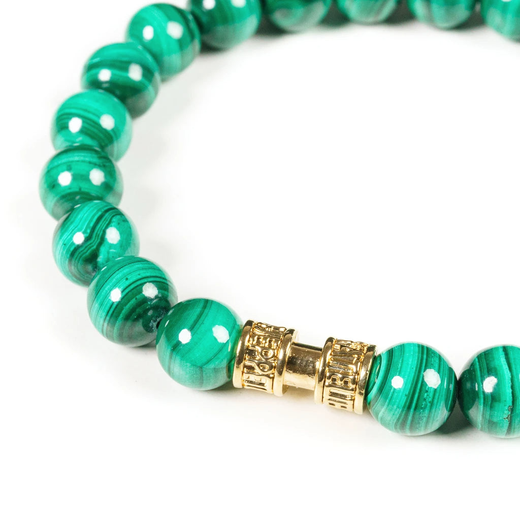 Bracelet pierre naturelle malachite 8mm or