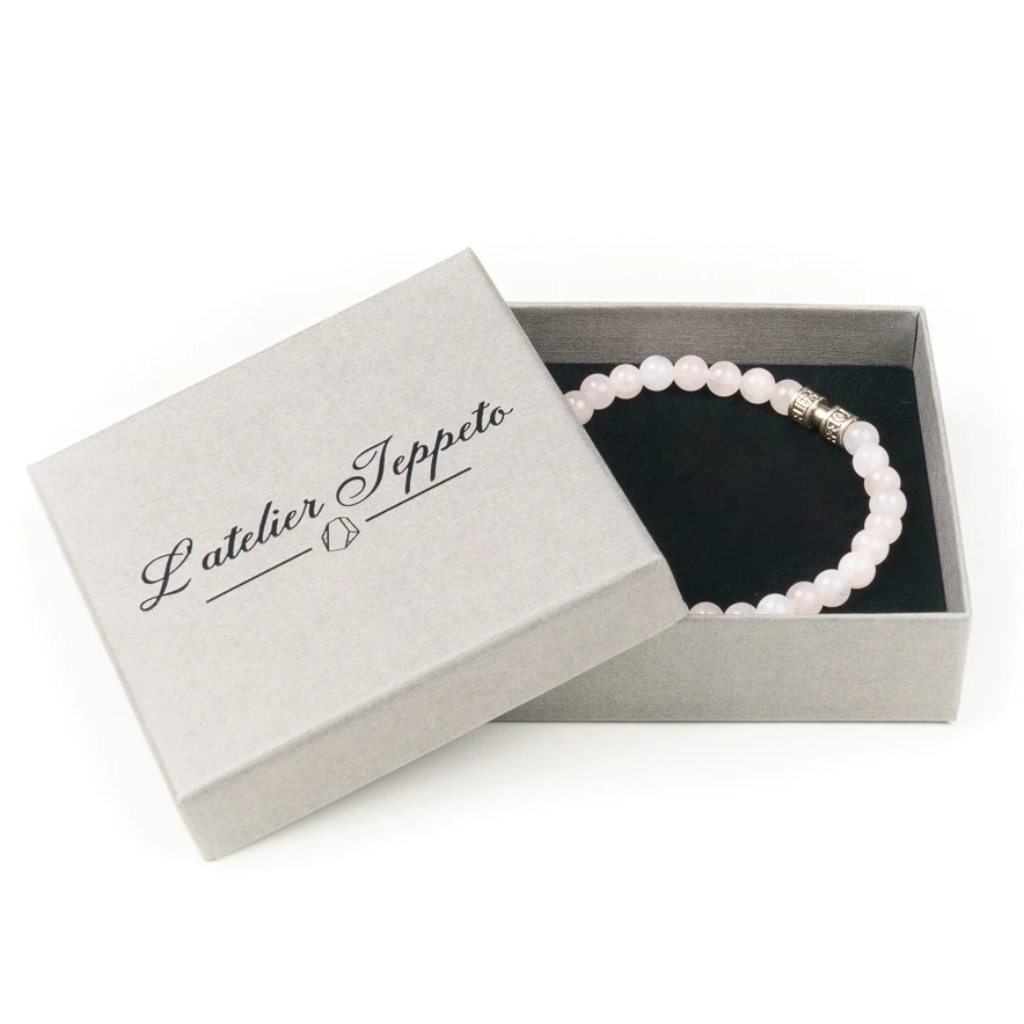 Bracelet En Quartz Rose Naturel 6 Mm – Ajustable Sans Fermoir – Lithothérapie – Neuf Sans Emballage