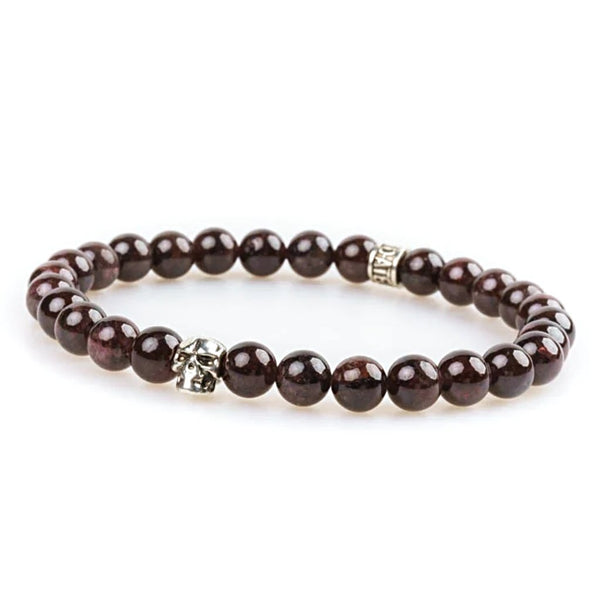 Bracelet grenat 6mm - Skull edition Bracelet grenat 6mm - Skull edition