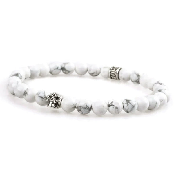 Bracelet howlite 6mm - Skull édition Bracelet howlite 6mm - Skull édition