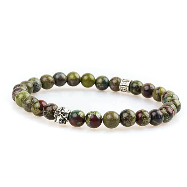 Bracelet jaspe sang de dragon 6mm - Skull édition Bracelet jaspe sang de dragon 6mm - Skull édition