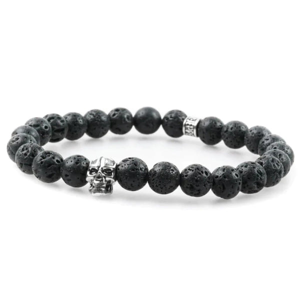 Bracelet pierre de lave 8mm - Skull édition Bracelet pierre de lave 8mm - Skull édition