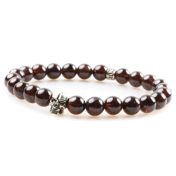 Bracelet grenat 8mm - Skull edition Bracelet grenat 8mm - Skull edition