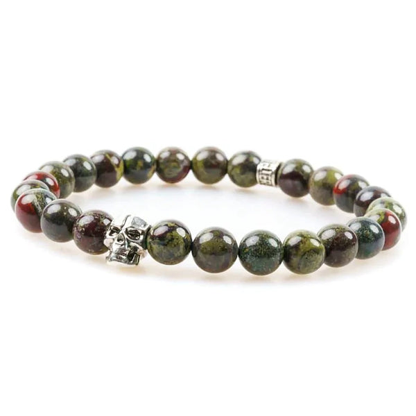 Bracelet jaspe sang de dragon 8mm - Skull édition Bracelet jaspe sang de dragon 8mm - Skull édition