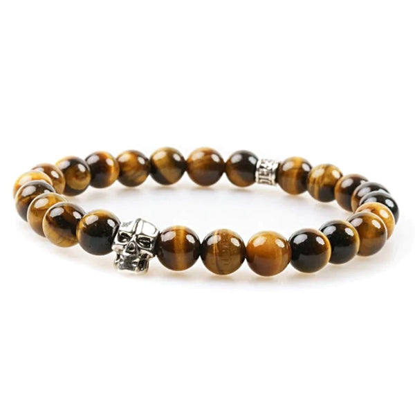 Bracelet œil de tigre 8mm - Skull édition Bracelet œil de tigre 8mm - Skull édition