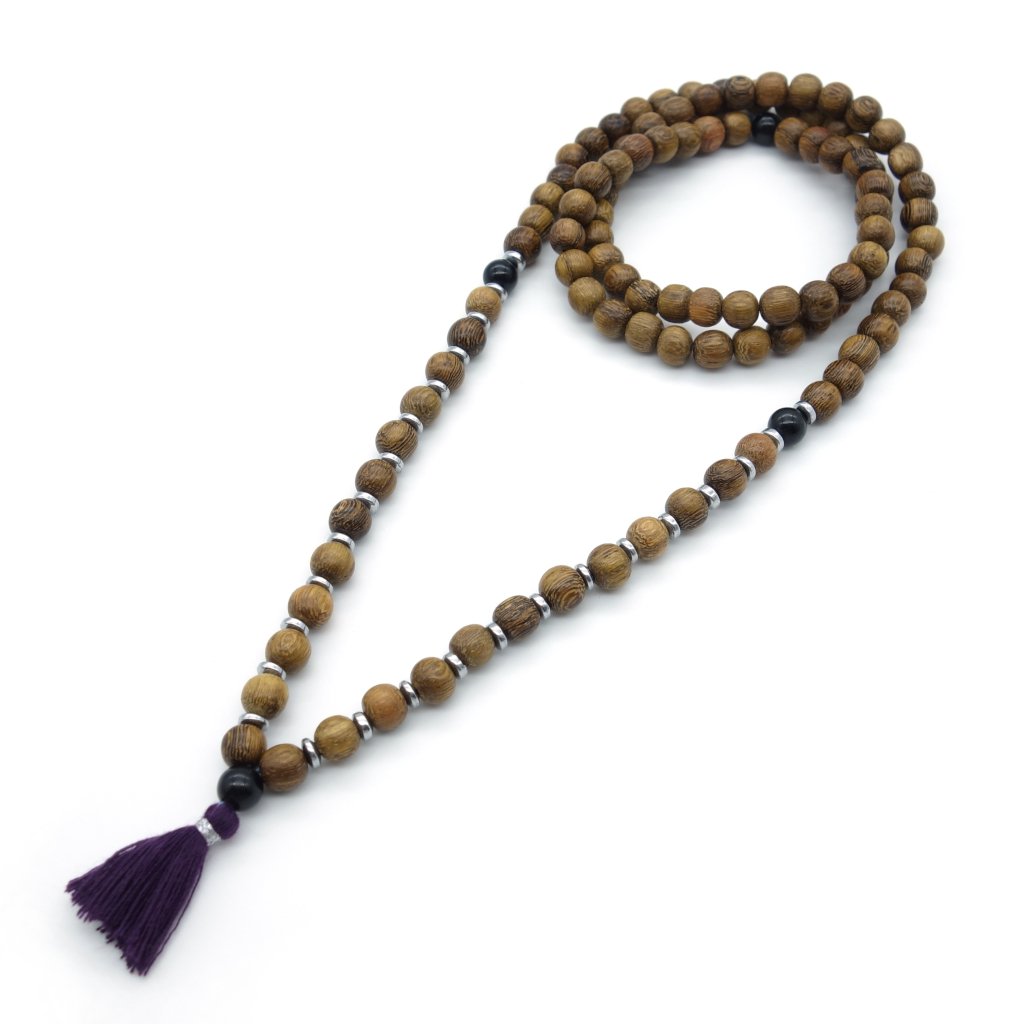 Collier mala traditionnel en bois 108 perles