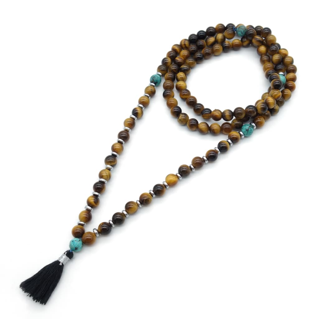 Collier mala protection en œil de tigre
