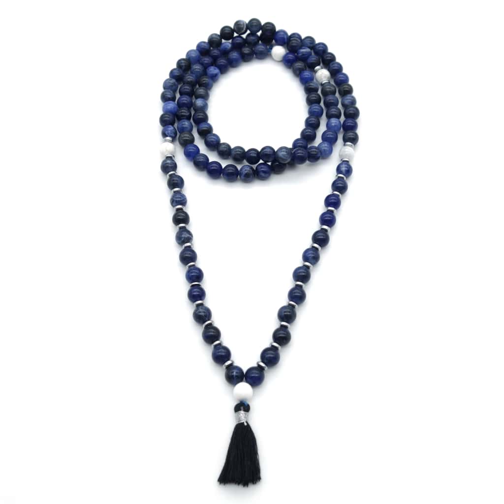 Collier mala tibétain femme sodalite