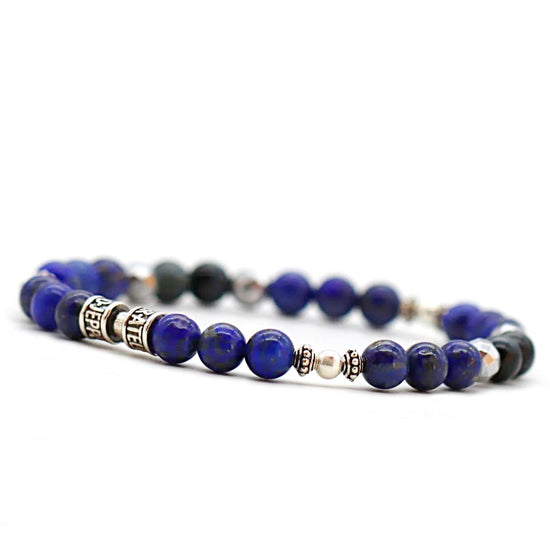 Bracelet bleu azur en lapis-lazuli et argent 925