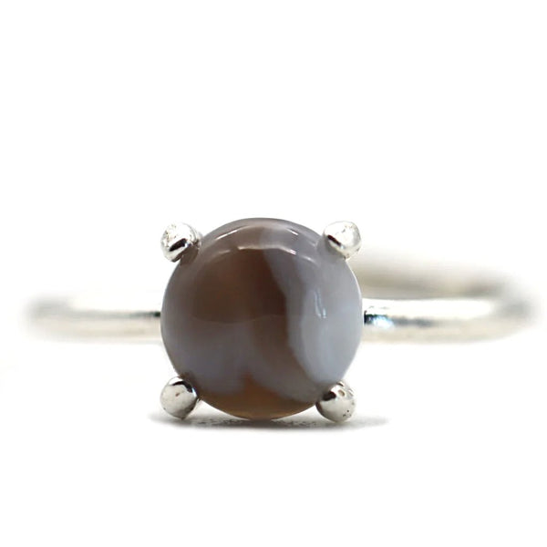 Bague Alya - Agate botswana & argent 925