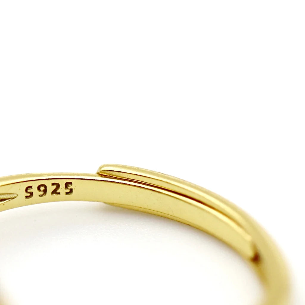 Bague pierre naturelle Soléa avec poinçon S925, monture en argent 925 doré à l’or fin