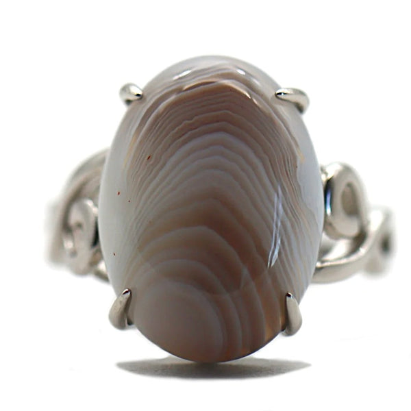 Bague Stella - Agate botswana & argent 925