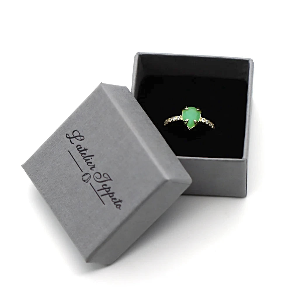 Bague aventurine Soléa en argent 925 doré, livrée dans son écrin Atelier Jeppeto