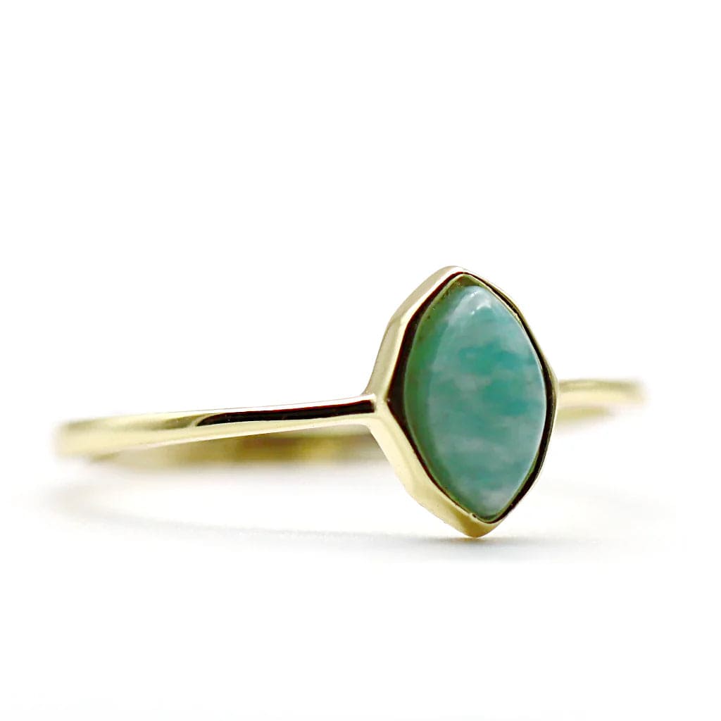 Bague dorée amazonite femme