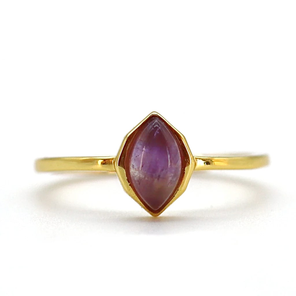 Bague dorée en améthyste femme