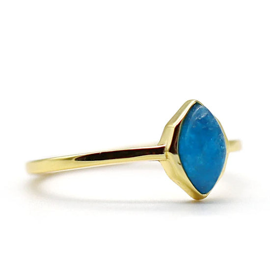 Bague dorée pierre apatite femme