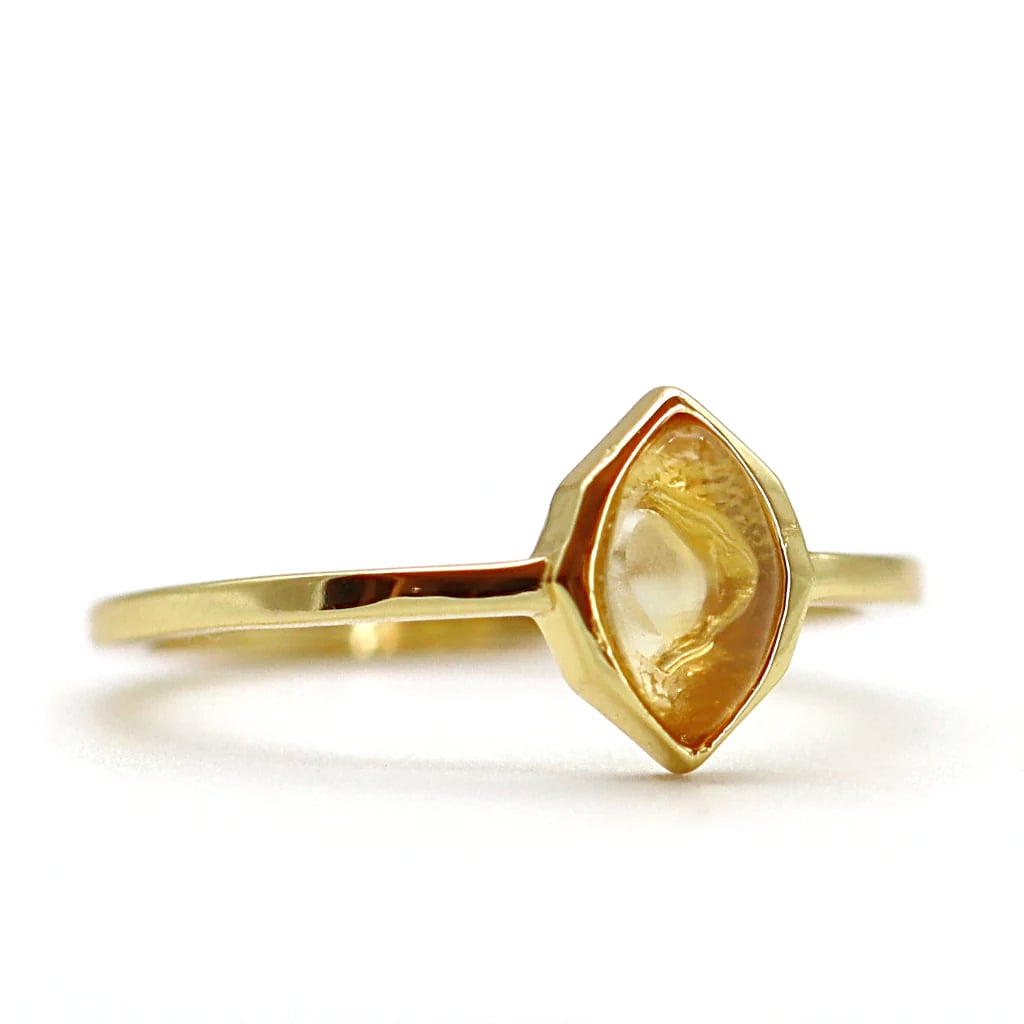 Bague dorée citrine femme