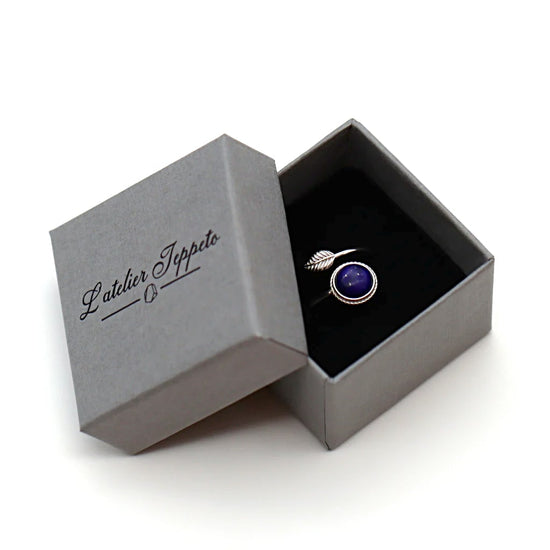 Bague double anneau en pierre lapis lazuli