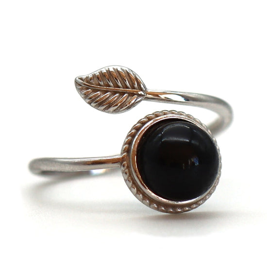 Bague femme obsidienne noire et argent 925