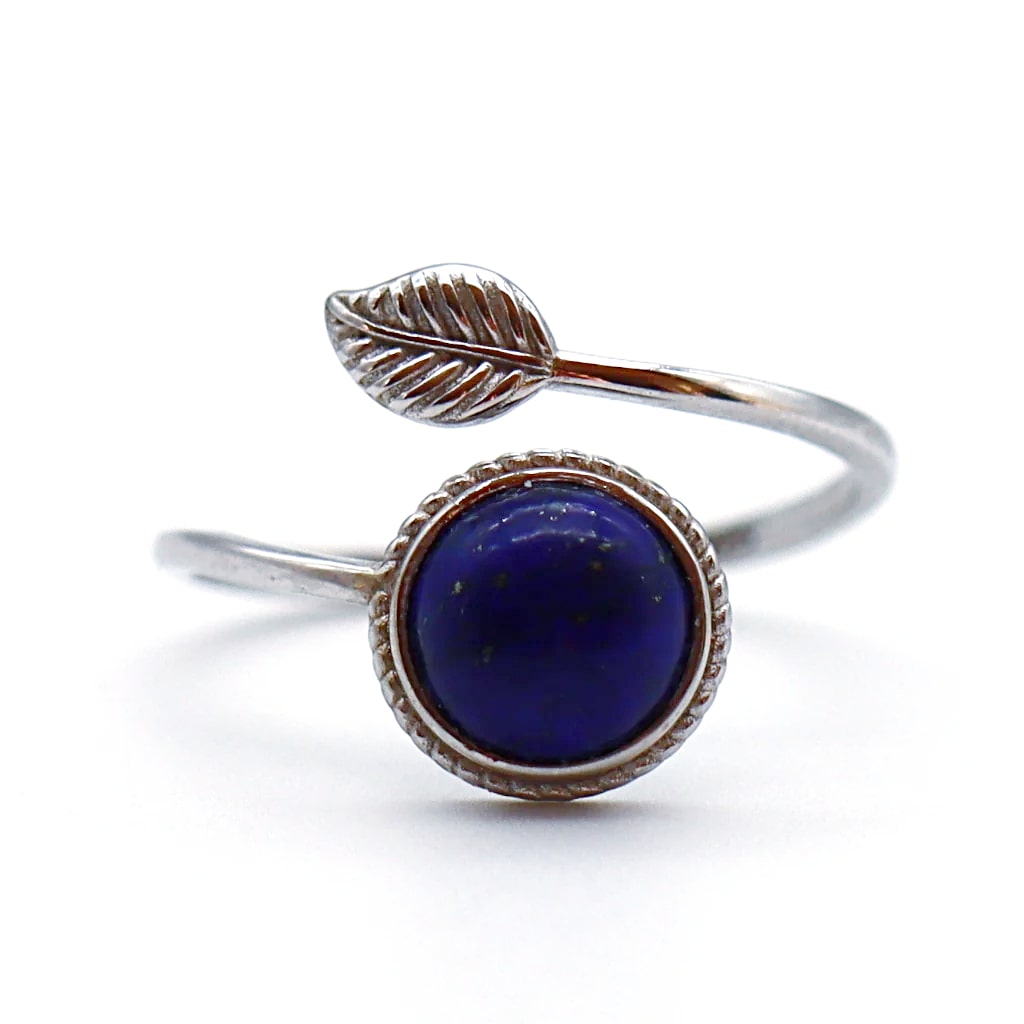 Bague feuille argent 925 en lapis lazuli