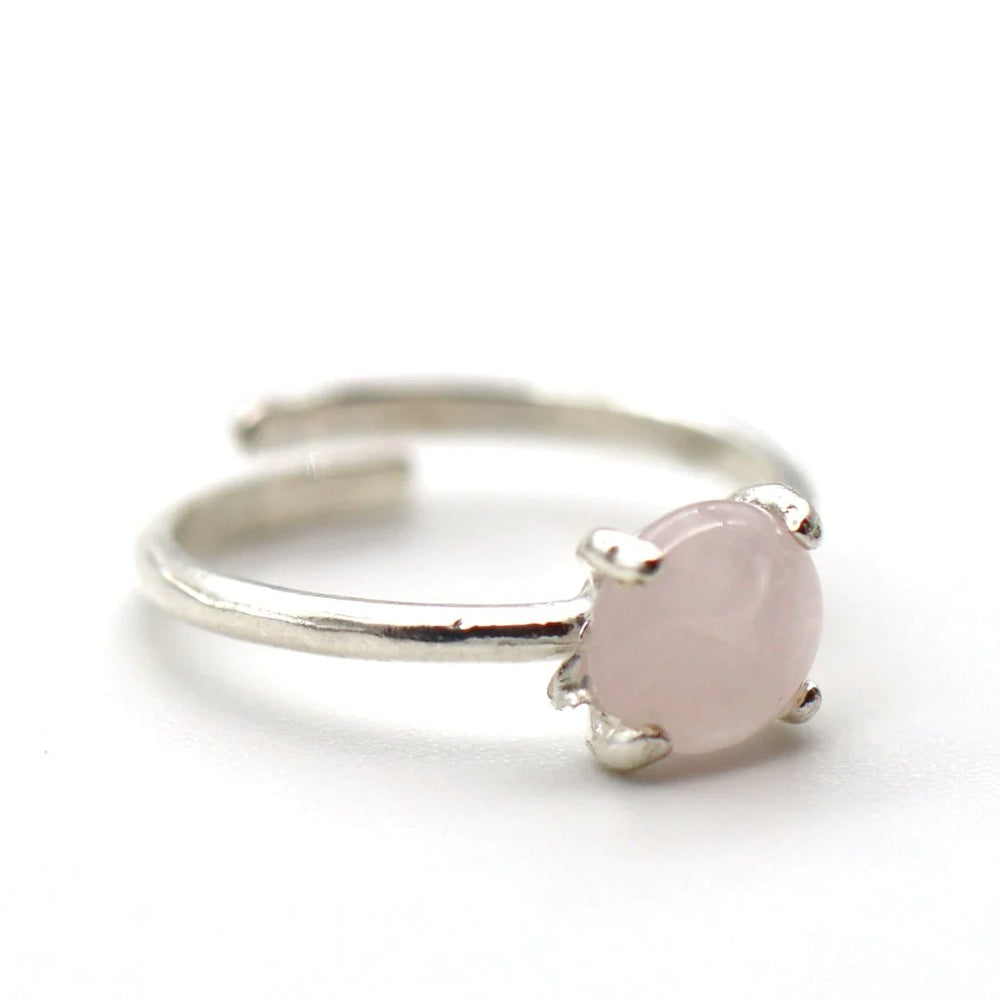 Bague fine en argent 925 et quartz rose