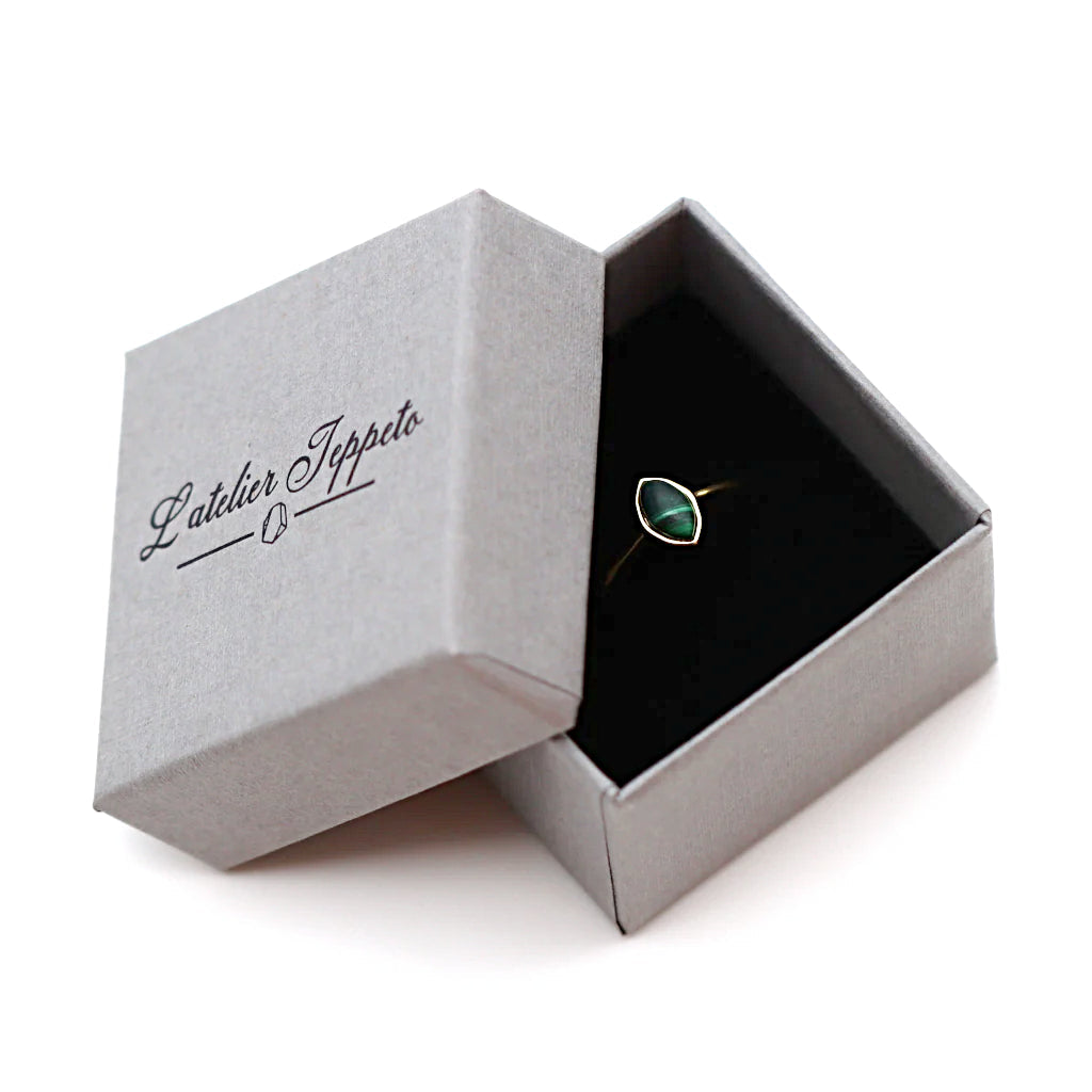 Bague fine femme en pierre malachite