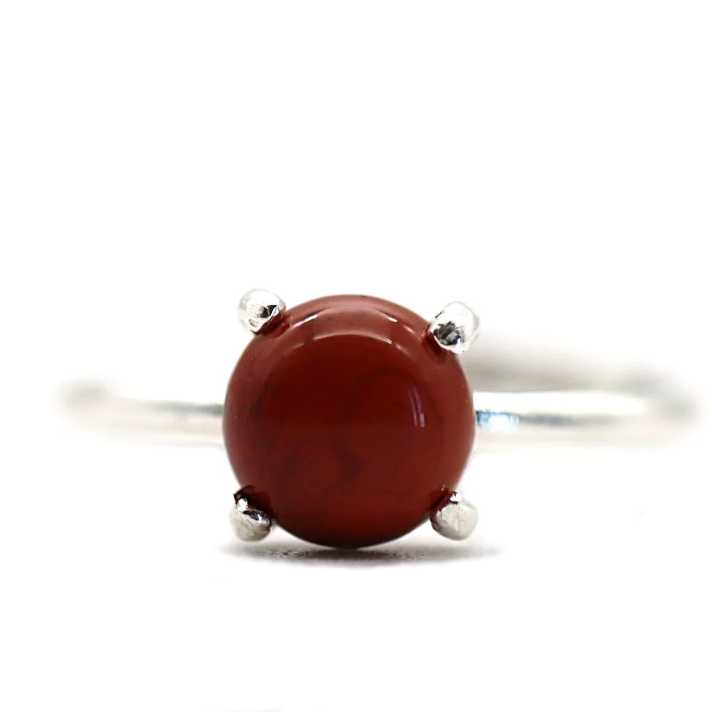 Bague Alliance Argent 925 Avec Pierre Rouge - Taille 56 - Occasion - Réf F196