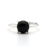 Bague en obsidienne noire ronde et argent 925