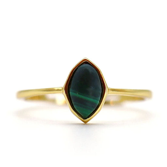 Bague or malachite verte