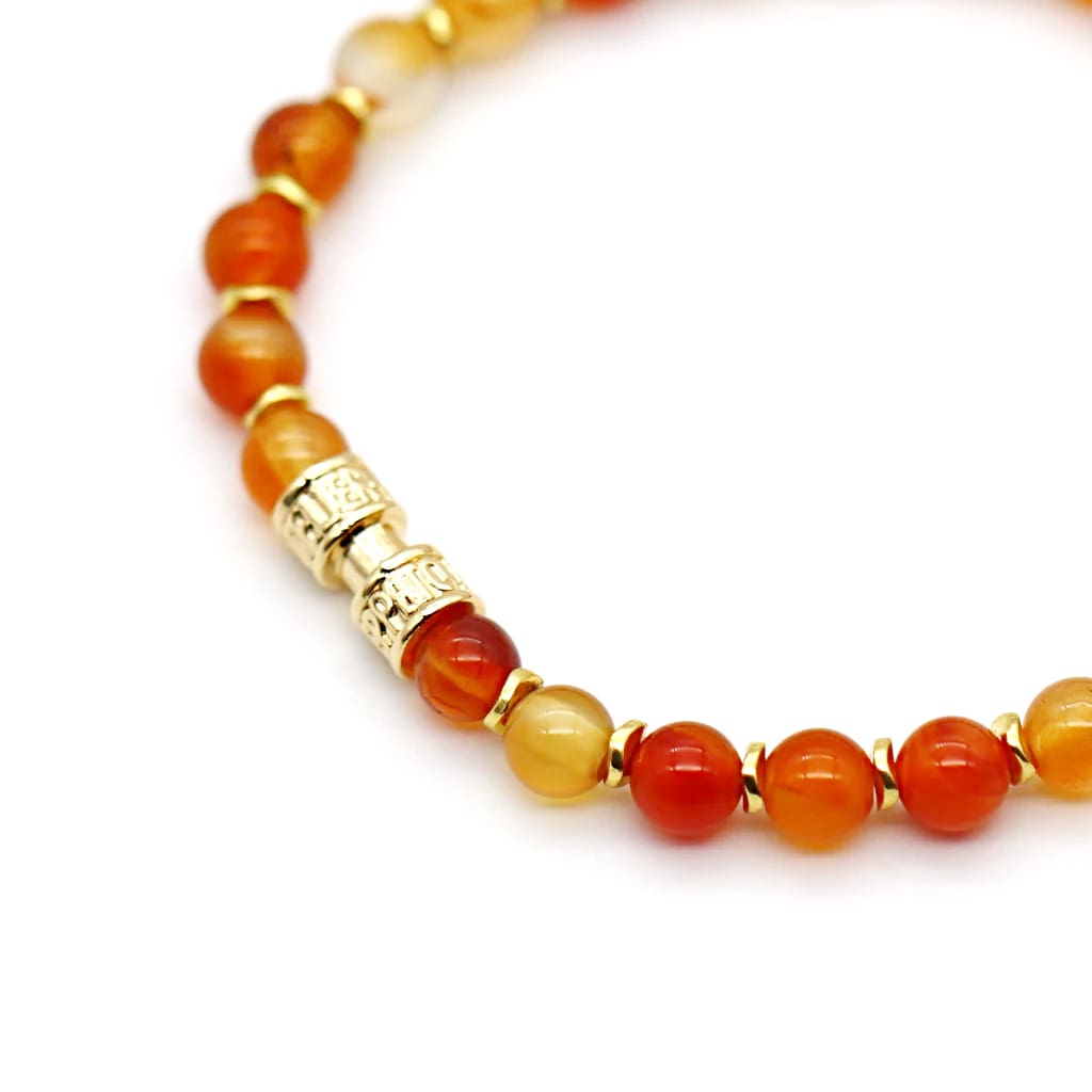 Bracelet pierre cornaline orange femme en or