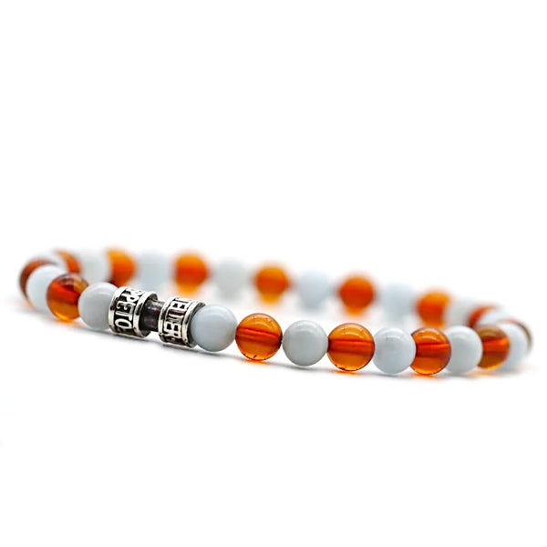 Bracelet duo aigue-marine & ambre- 6mm