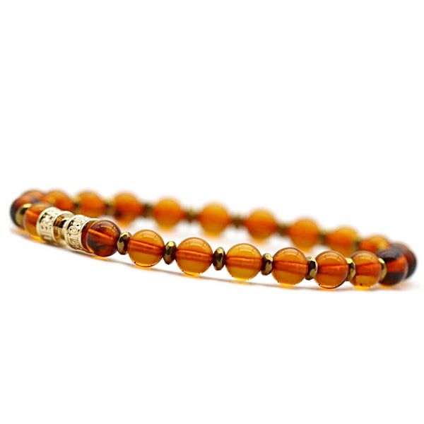 Bracelet ambre dorée - 6mm