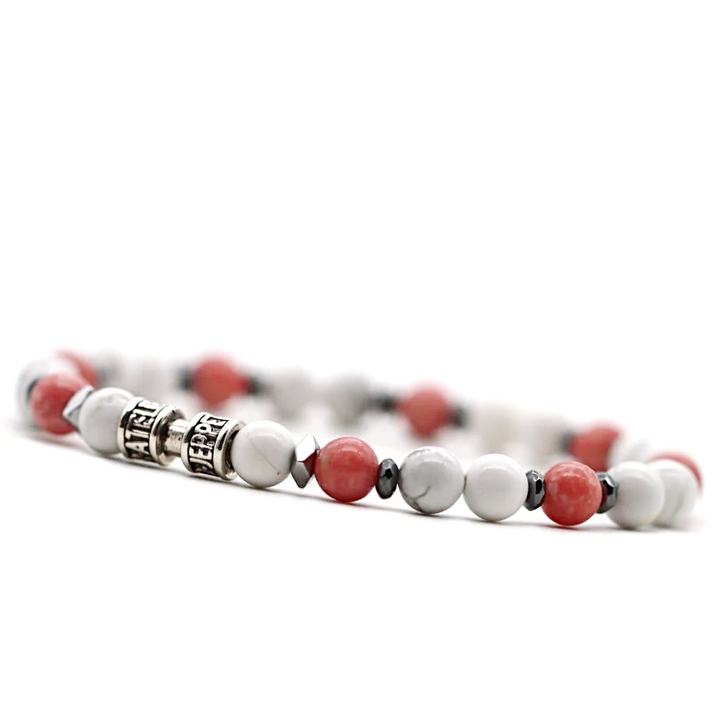 Bracelet blanc saint-valentin howlite et thulite