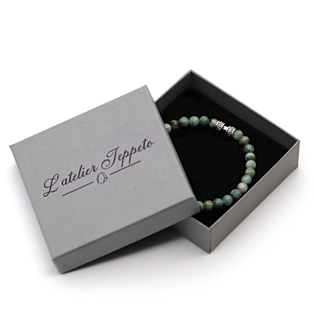 Bracelet émeraude naturel 6mm et argent 925