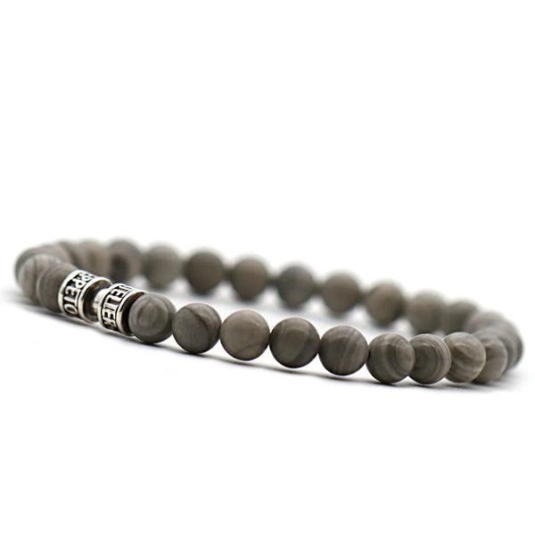 Bracelet jaspe feuille d'argent 6mm - L'INÉBRANLABLE