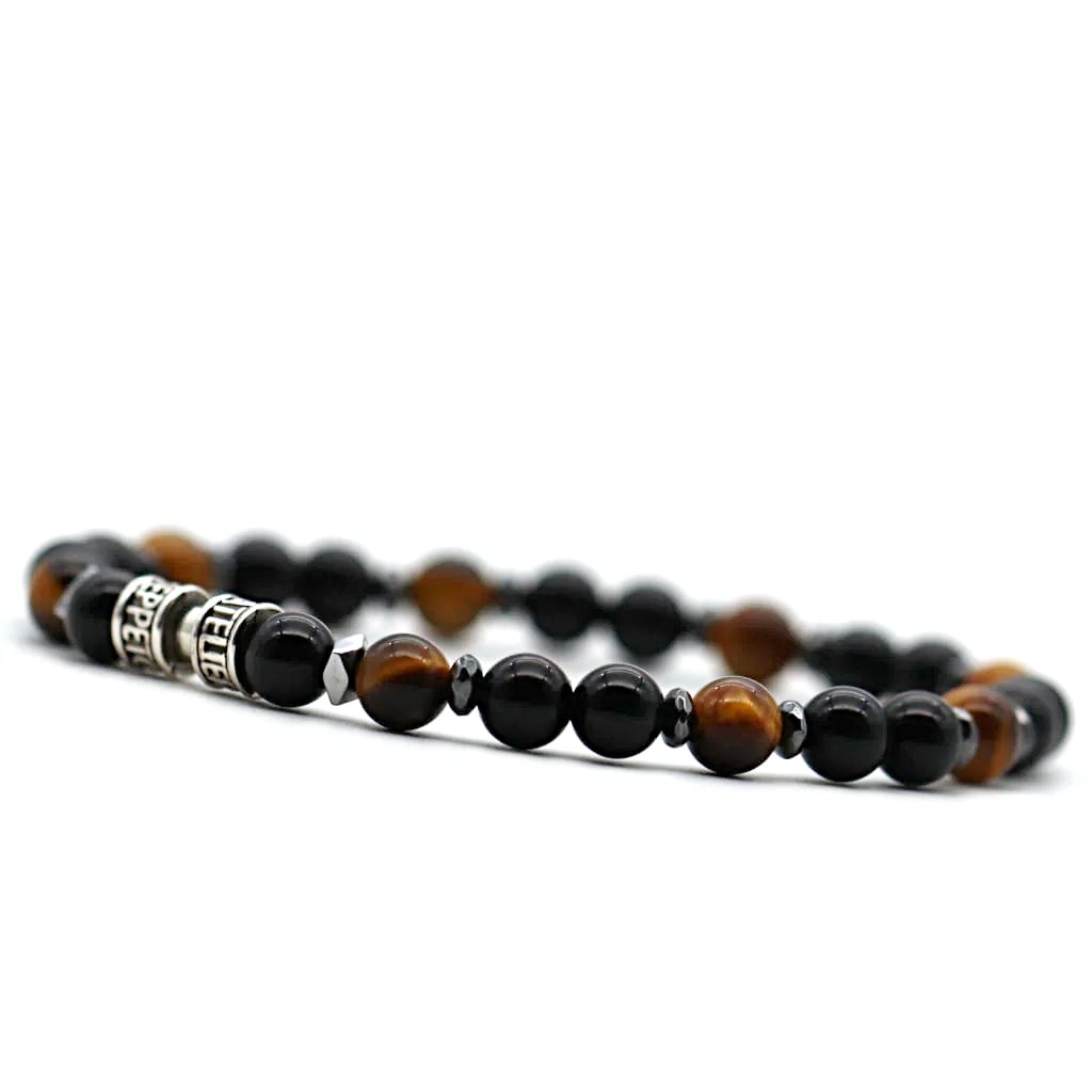 Stack Bracelets Noir Absolu - Obsidienne & Œil de Tigre