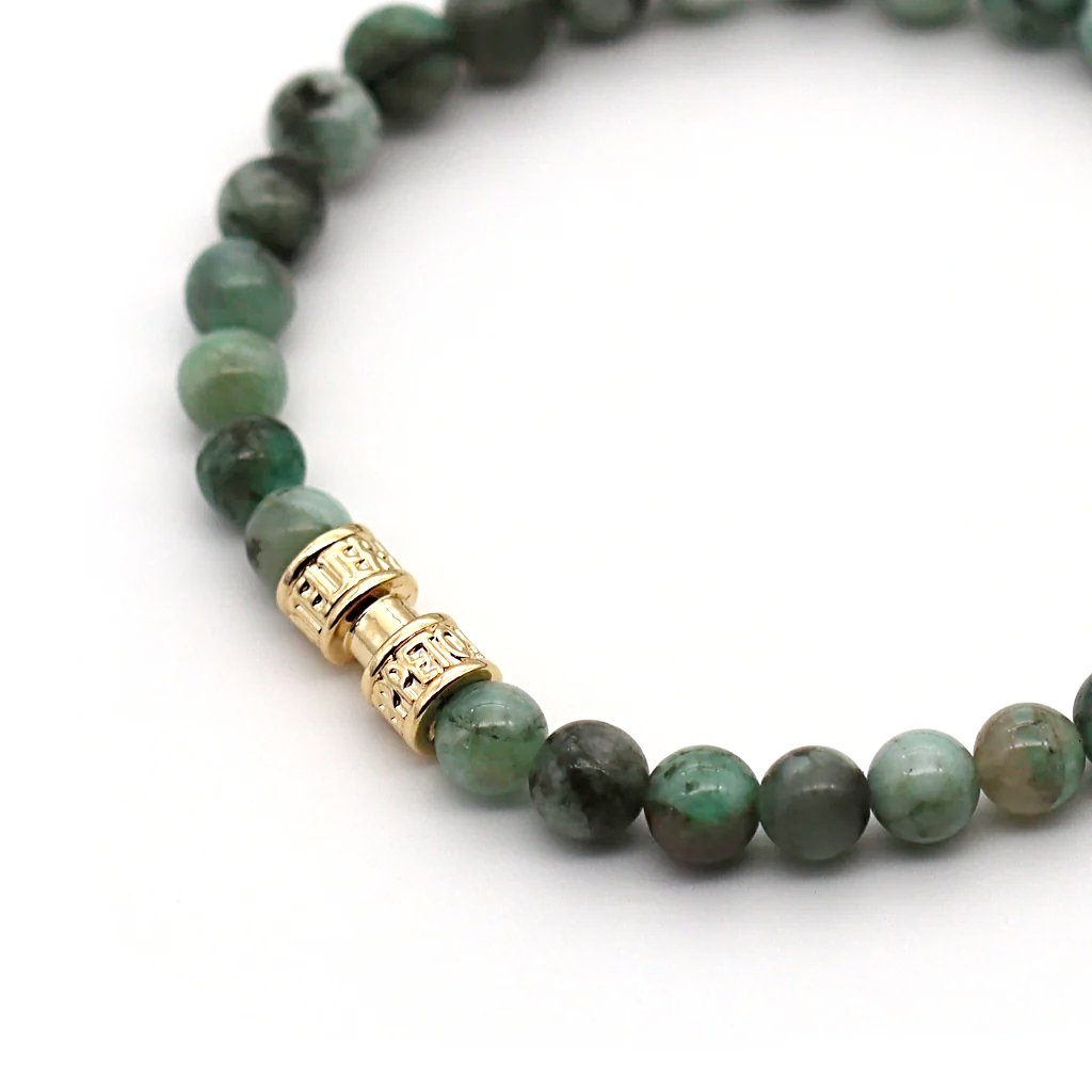 Bracelet pierre émeraude 6mm dorée or 18 carat haut de gamme