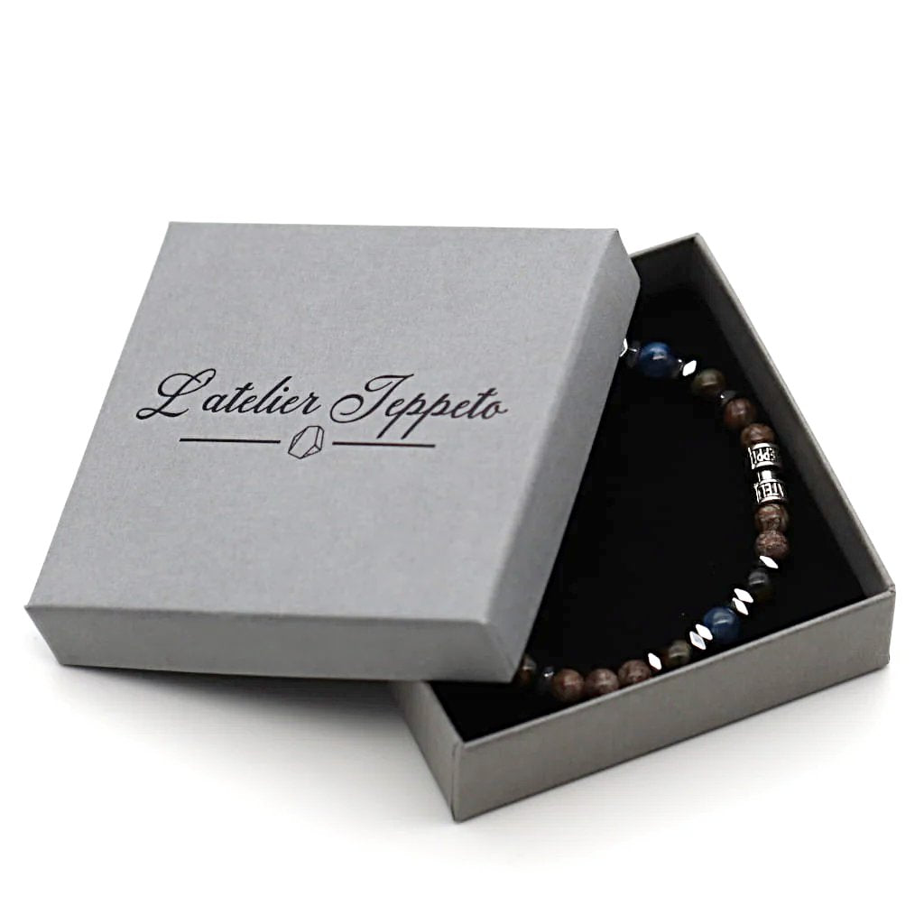 Bracelet pierre naturelle oeil de tigre noir luxe