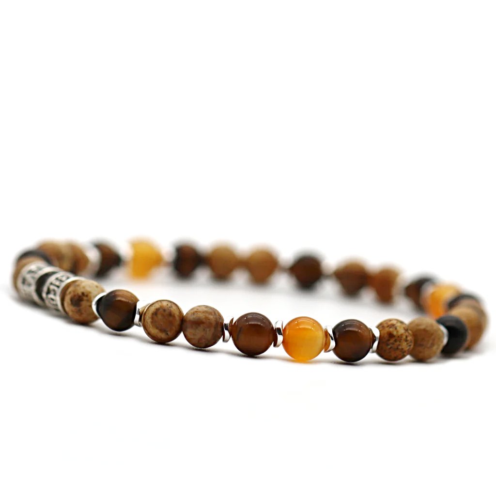 Bracelet en pierres naturelles crème 6mm et argent 925 - édition limitée