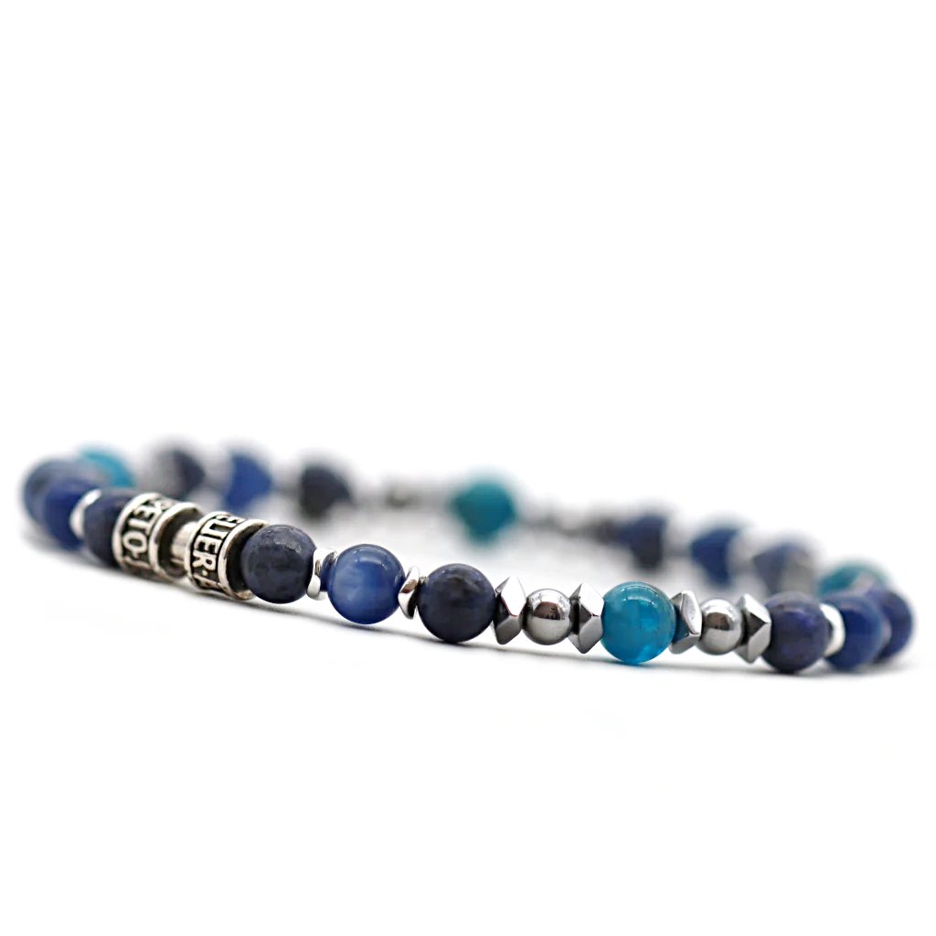 Bracelet en pierres naturelles bleu 6mm et argent 925 - édition limitée