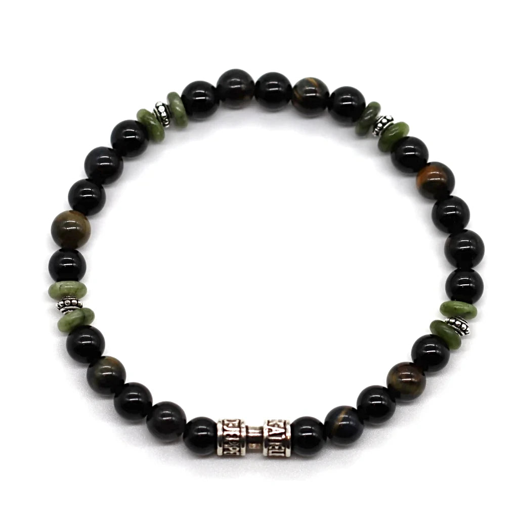 Bracelet en pierre noire et verte haut de gamme