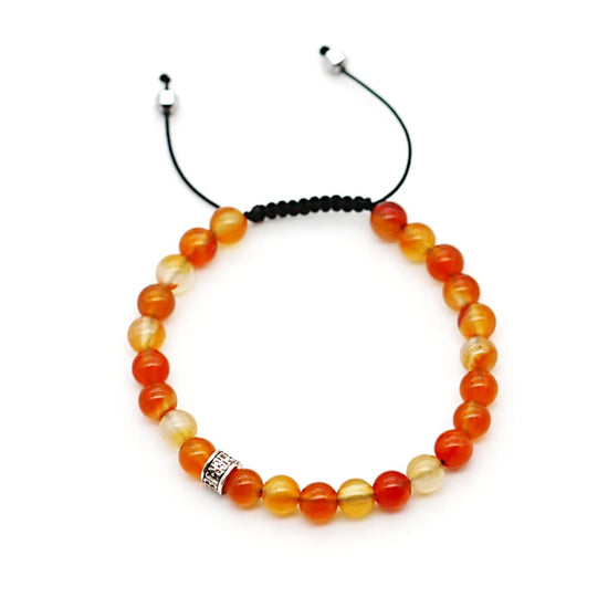 Bracelet réglable en pierre orange cornaline