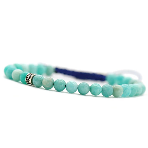 Bracelet shamballa en amazonite - 6mm