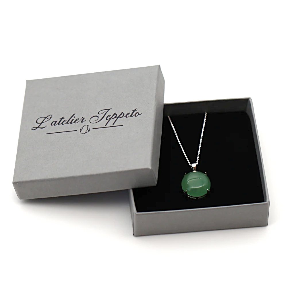 Collier pierre aventurine et argent - cadeau prêt à offrir